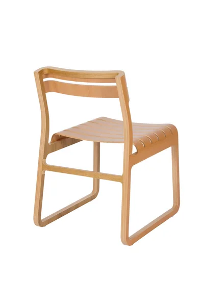 Pionowe Ujęcie Drewnianego Krzesła Izolowanego Białym Tle — Zdjęcie stockowe