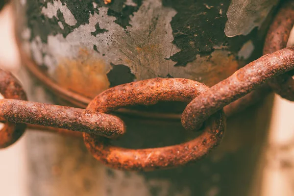 Closeup Set Old Rusty Chain — Stock Photo, Image