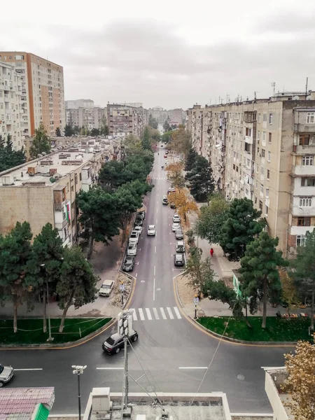 Vue Angle Élevé Des Bâtiments Résidentiels Pendant Hiver Bakou Azerbaïdjan — Photo
