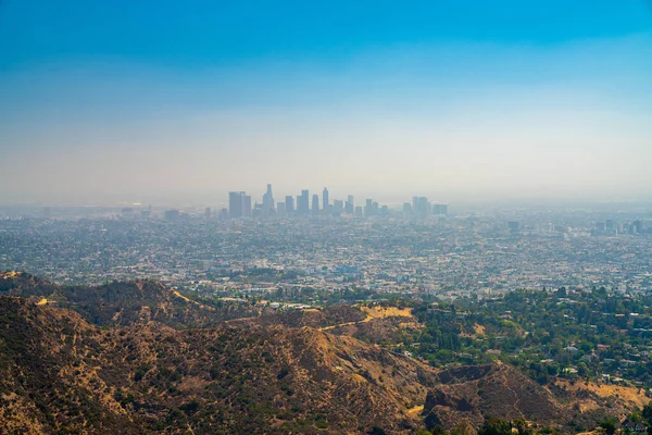 Uma Vista Aérea Paisagem Los Angeles Das Colinas Hollywood — Fotografia de Stock