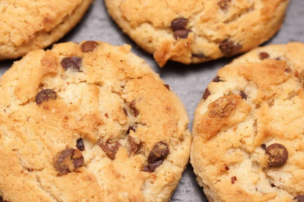 Primer Plano Vista Superior Deliciosas Galletas Chispas Chocolate Con Avellanas — Foto de Stock