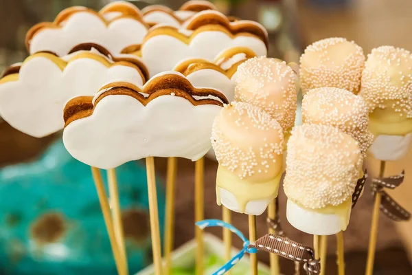 Een Close Shot Van Marshmallow Party Snacks — Stockfoto