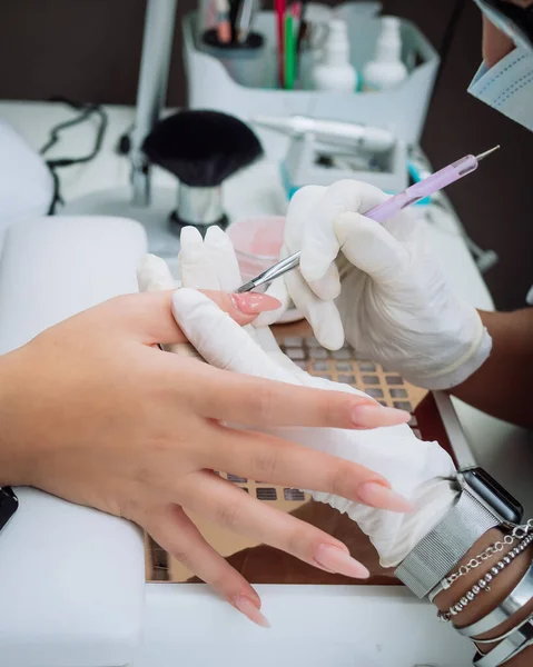 Enfoque Selectivo Manicura Profesional Salón — Foto de Stock