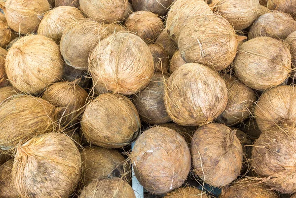 Detailní Záběr Kokosových Ořechů Obchodě — Stock fotografie