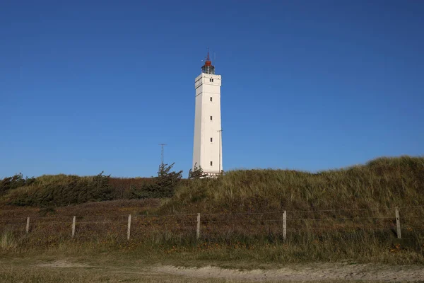 Uma Bela Vista Farol Blavandshuk Jutlândia Dinamarca — Fotografia de Stock