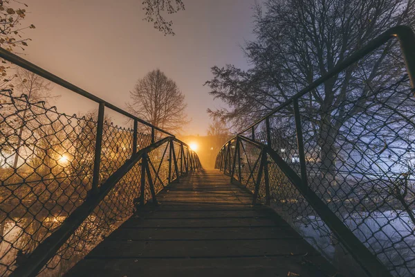 Een Oude Brug Historische Stad Wangen Duitsland Nachts — Stockfoto