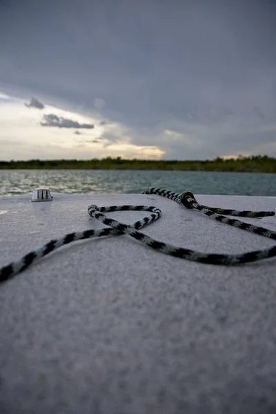 Vertikal Bild Svartvit Tråd Vid Kusten Laguna Bacalar Quintana Roo — Stockfoto