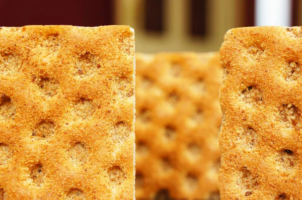 Primer Plano Pan Crujiente Saludable Bajo Calorías Sobre Fondo Borroso —  Fotos de Stock