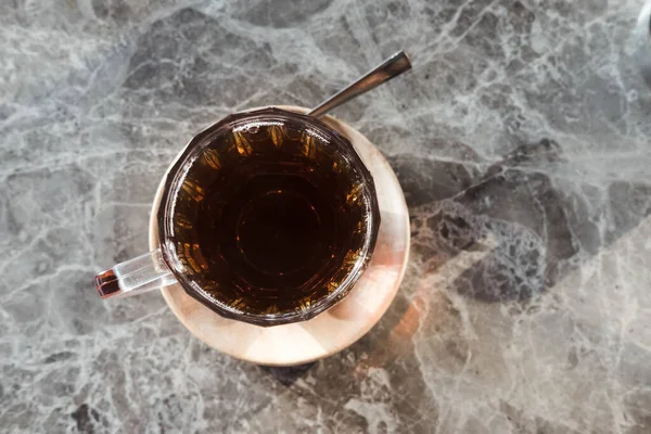 Top View Cup Hot Tea Blurred Background — Stock Photo, Image