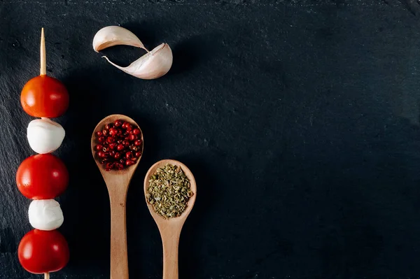 Una Toma Vista Superior Condimentos Ingredientes Para Cocinar — Foto de Stock