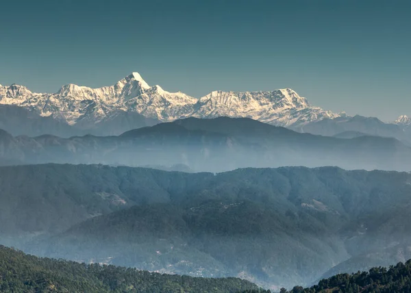 Landskap Utsikt Över Himalaya Bergskedjor Klar Himmel Bakgrund — Stockfoto