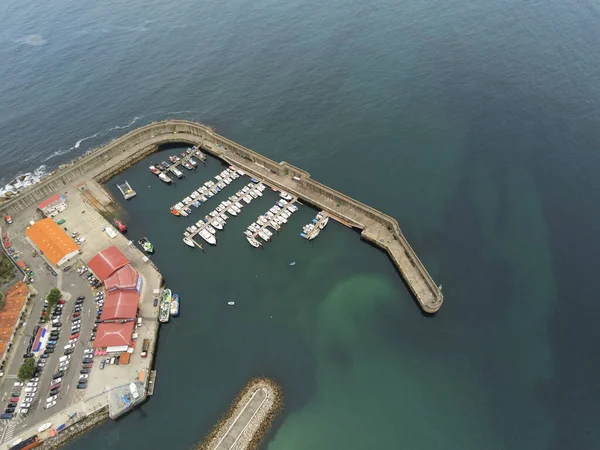 Vista Aérea Dos Barcos Oceano Município Lastres Espanha — Fotografia de Stock