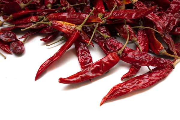 Närbild Torr Chili Paprika Vit Bakgrund — Stockfoto