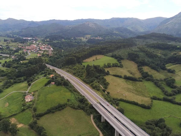Вид Воздуха Современную Дорогу Горах Колунге Испания — стоковое фото