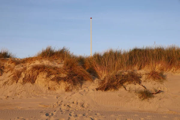 Een Zandkust Met Zichtbare Menselijke Voetafdrukken Blavandshuk Jutland Denemarken — Stockfoto