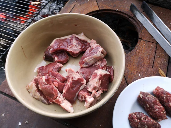 고기를 준비하는 — 스톡 사진