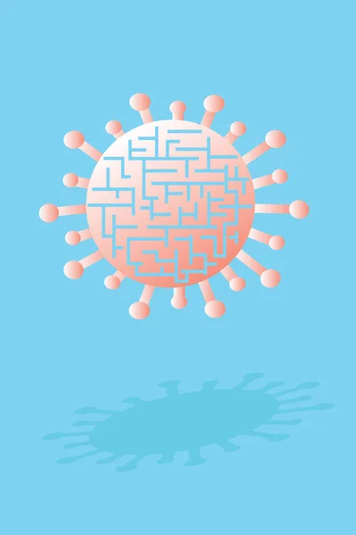 Illustration Une Cellule Coronavirus Avec Labyrinthe Intérieur Isolé Sur Fond — Photo