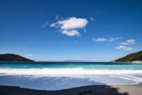 Una Hermosa Vista Una Playa Kastani Isla Skopelos Grecia — Foto de Stock