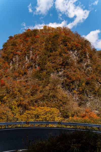 山に囲まれた道路の垂直ショット — ストック写真