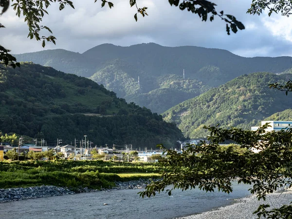 Ein Sakawa Fluss Mit Bergen Hintergrund Matsuda Kanagawa Japan — Stockfoto