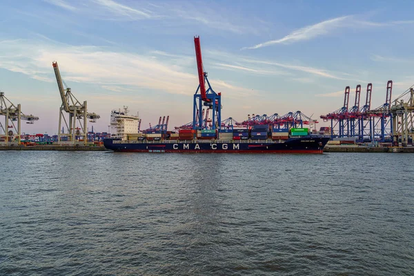 Hamburg Deutschland August 2020 Traumhafter Blick Auf Den Containerhafen Hamburg — Stockfoto