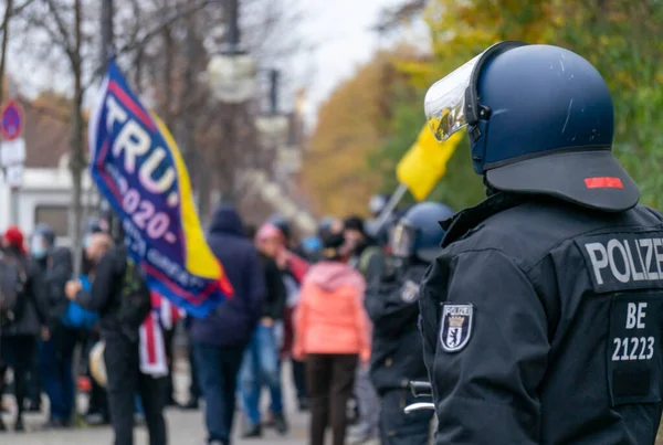 Berlín Německo Listopadu 2020 Berlín Německo 2020 Demo Berlíně Policií — Stock fotografie