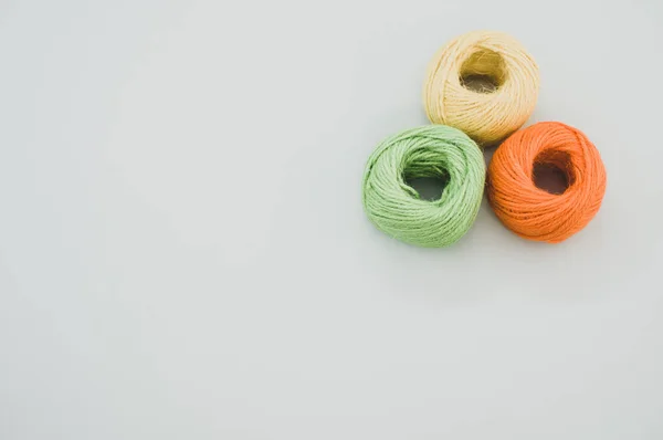 Colorful Yarn Balls Isolated Gray Background — Stock Photo, Image