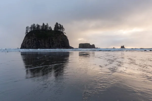 Una Puesta Sol Pintoresca Second Beach Parque Nacional Olímpico Washington — Foto de Stock