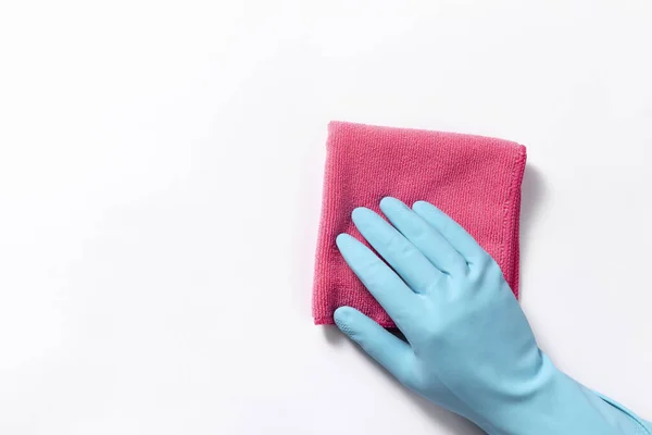 Eine Hochauflösende Aufnahme Einer Behandschuhten Hand Beim Putzen Mit Einer — Stockfoto