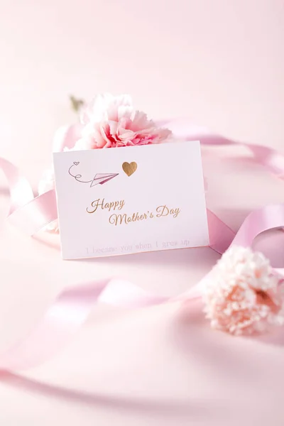 Vertical Shot Card Happy Mother Day Writing Decorated Pink Colors — Stock Photo, Image
