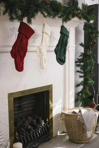 Vertical Shot Socks Hung Green Chain Mirror — Stock Photo, Image