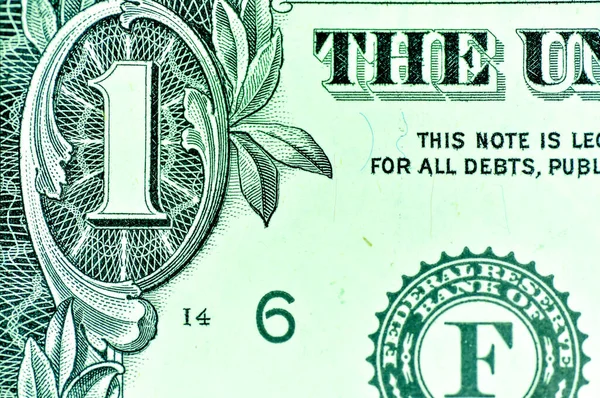 Nahaufnahme Einer Dollar Banknote Usd Währung Usa — Stockfoto