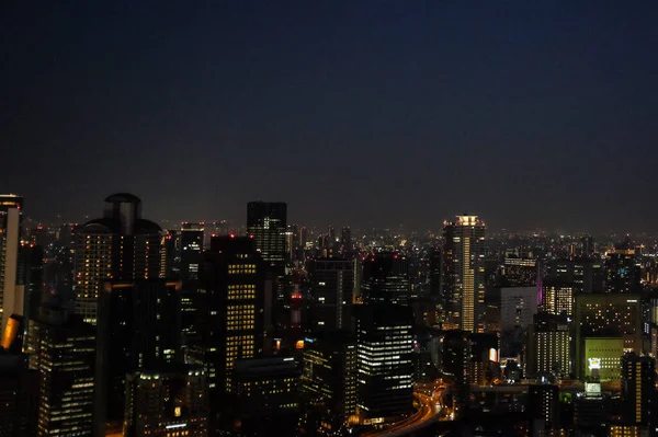 Cityscape Osaka Covered Modern Buildings Night Japan Perfect Wallpapers — Stock Photo, Image