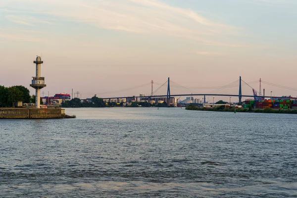 Hamburg Alemanha Ago 2020 Vista Longo Rio Elba Para Famosa — Fotografia de Stock