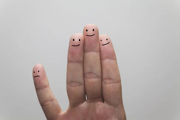 Closeup Shot Happy Finger Group One Separated Others — Stock Photo, Image