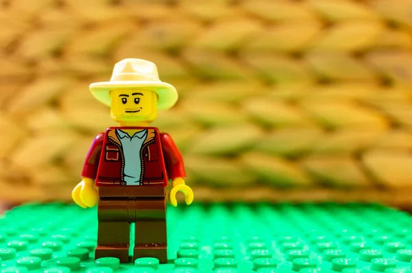 波兹南 波特兰 2020年11月22日 印第安纳 Lego Indiana Jones 头戴软焦点背景帽子 — 图库照片