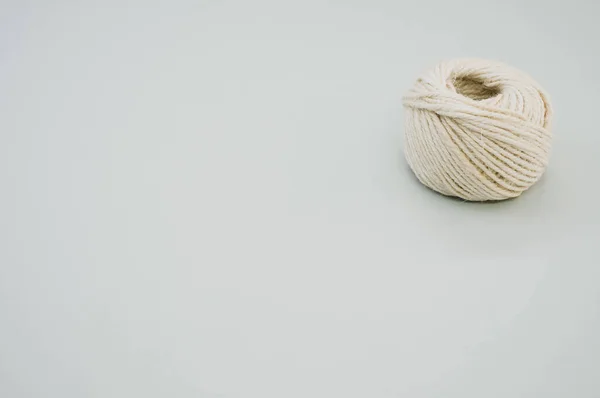 White Yarn Ball Isolated Gray Background — Stock Photo, Image