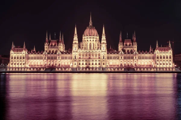 Parlamento Húngaro Noite Hungria — Fotografia de Stock