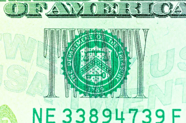 Primer Plano Billete Veinte Dólares Los Estados Unidos América Usd — Foto de Stock