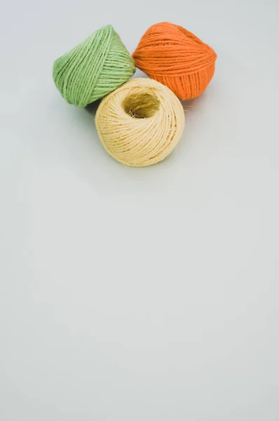 Colorful Yarn Balls Isolated Gray Background — Stock Photo, Image