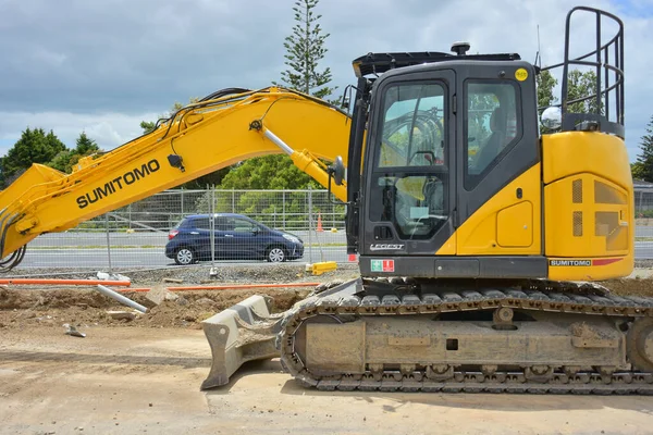Auckland Nueva Zelanda Noviembre 2020 Vista Excavadora Amarilla Sitio Construcción —  Fotos de Stock