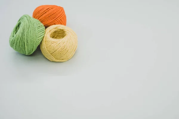 Colorful Yarn Balls Isolated Gray Background — Stock Photo, Image