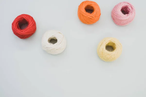 Colorful Yarn Balls Isolated Gray Background — Stock Photo, Image