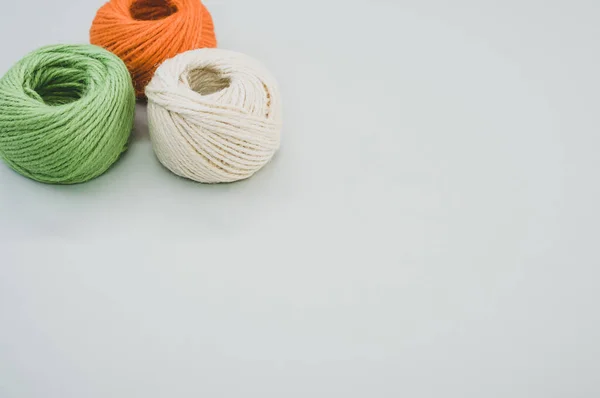 Colorful Yarn Balls Isolated Gray Background — Stock Photo, Image