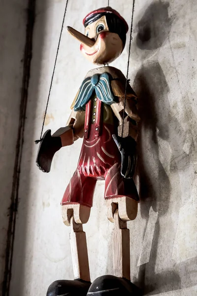 Vertical Shot Wooden Pinocchio Puppet — Stock Photo, Image