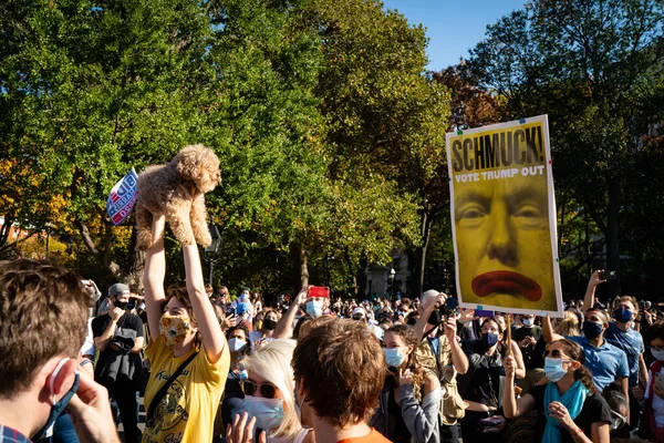 2020年11月8日 纽约人庆祝乔 拜登在曼哈顿华盛顿广场公园的选举胜利 — 图库照片