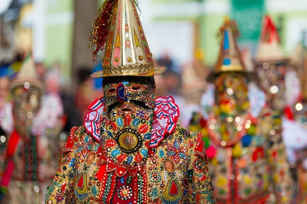 Una Toma Enfoque Superficial Costumbre Del Carnaval Austriaco Bad Aussee —  Fotos de Stock