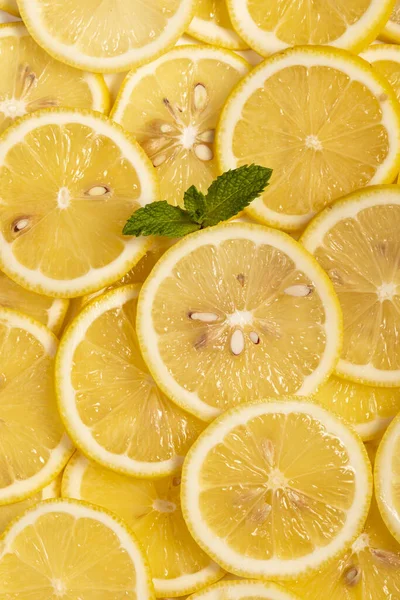 Ein Vertikaler Schuss Frischer Zitronen Und Minzblätter — Stockfoto