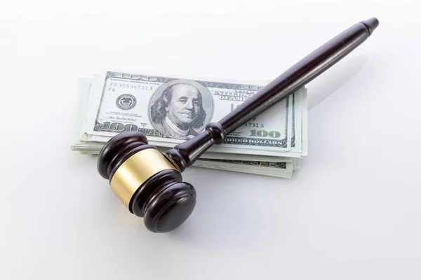 Gavel Stack Cash Dollars Corruption Concept — Stock Photo, Image