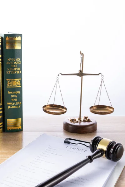 Vertical Shot Gavel Documents Law Concept — Stock Photo, Image